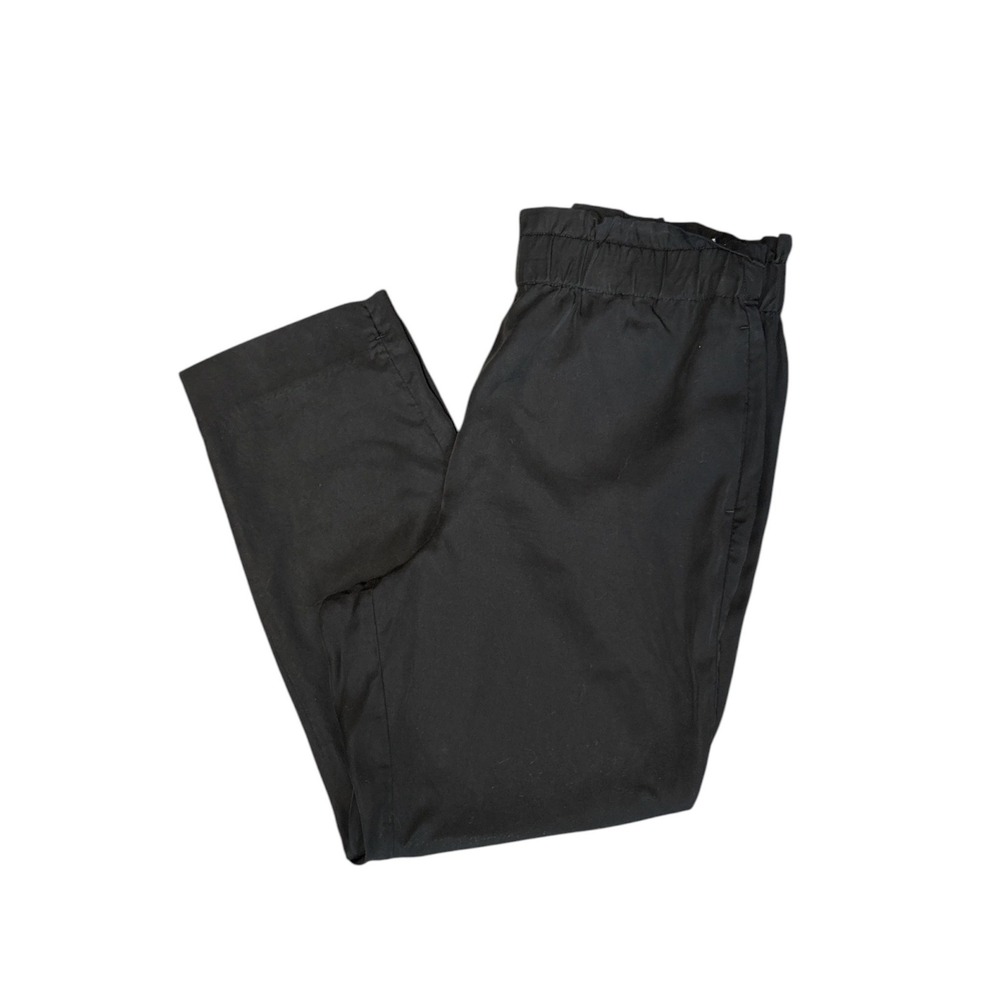 Ann Taylor Factory‎ Black Lyocell Paperbag Waist Tapered Leg Pants Large